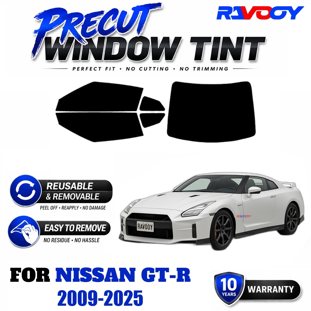 Air Bubble Remover - RAVOOYプレカットウィンドウティント、再利用可能な取り外し可能なEPUフィルム、日産GT-R 2009-2025用カスタムフィット、UV熱保護