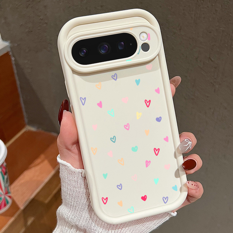 カラフルな小さなハート柄ソフトケース Google Pixe - Google Pixel 9 のレビューと価格