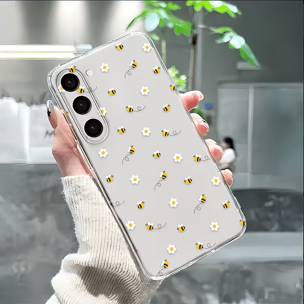 透明TPU製キュートな蜂とデイジー柄のスマホケース Sams - Samsung Galaxy A55 のレビューと価格