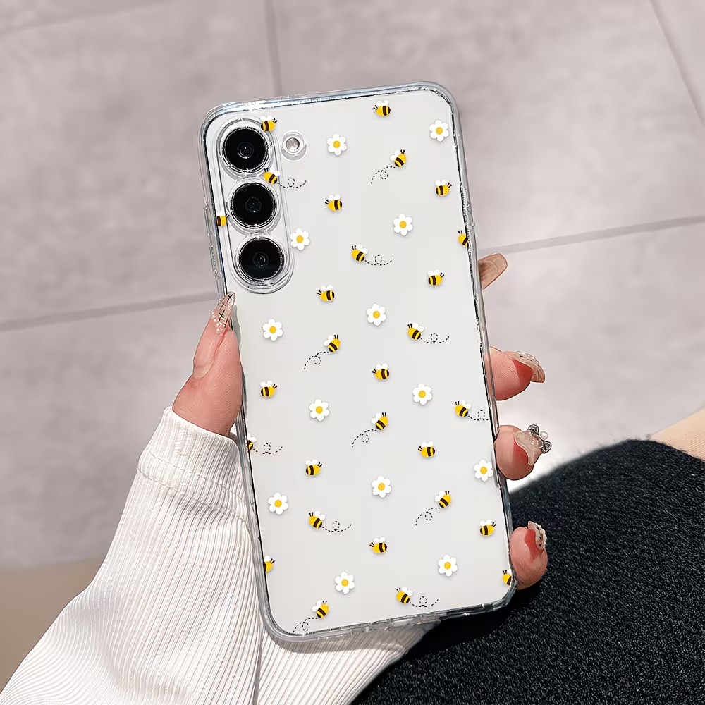 透明TPU製キュートな蜂とデイジー柄のスマホケース Sams - Samsung Galaxy A55 のレビューと価格